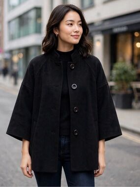 MEXX Black Cashmere Wool Blend Swing Coat - Women's BNWT Size 8 (or 36)